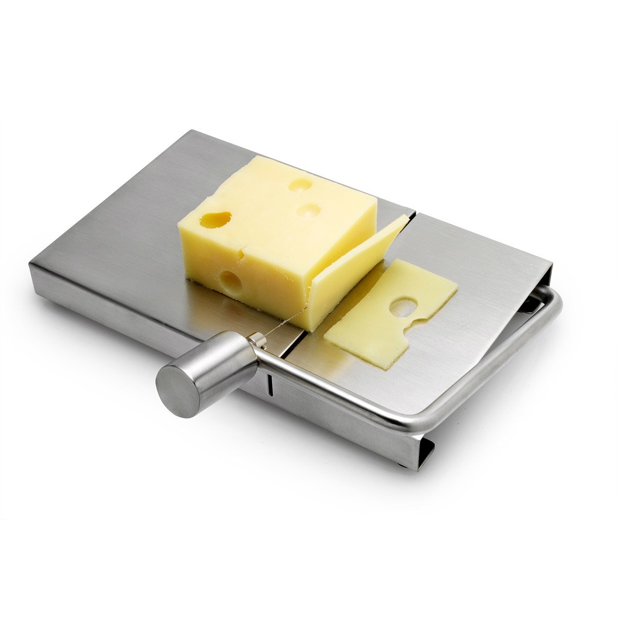 Cheese Slicer Sleek, Stainless Steel Board and Wire Cutter for