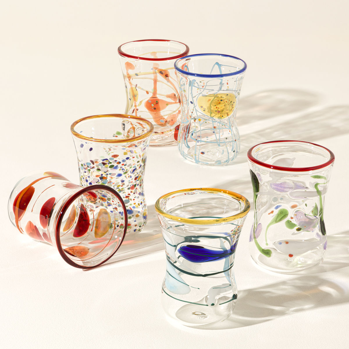 Goto Wine Glasses Set of 6 Handpainted Wine Tumblers