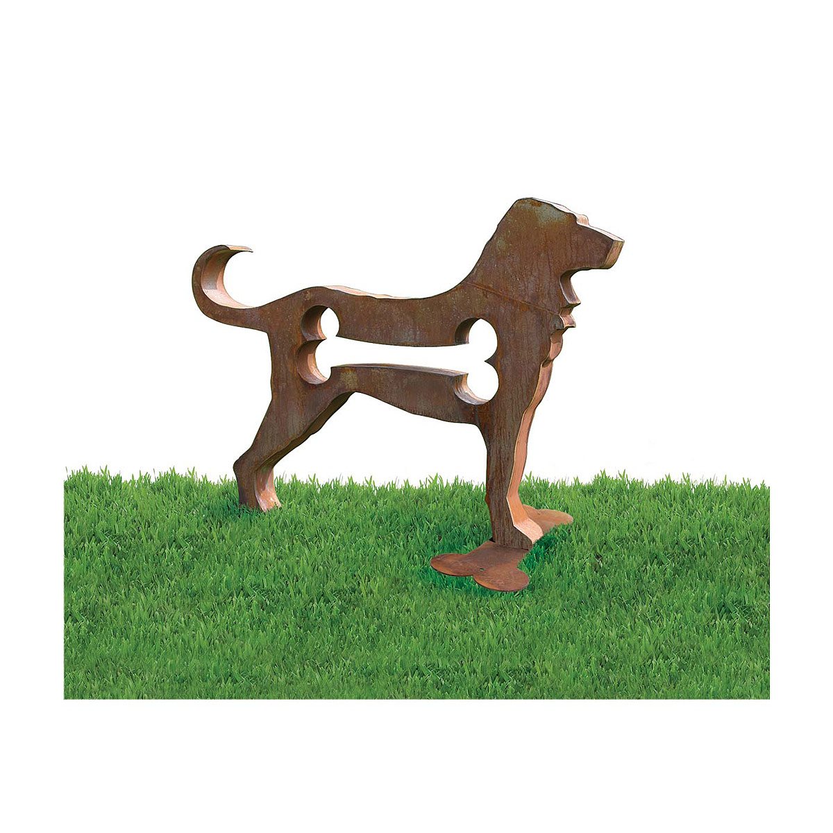 Giant Dog Sculpture Large, Hollow Steel Canine with Bone Cutout Lawn
