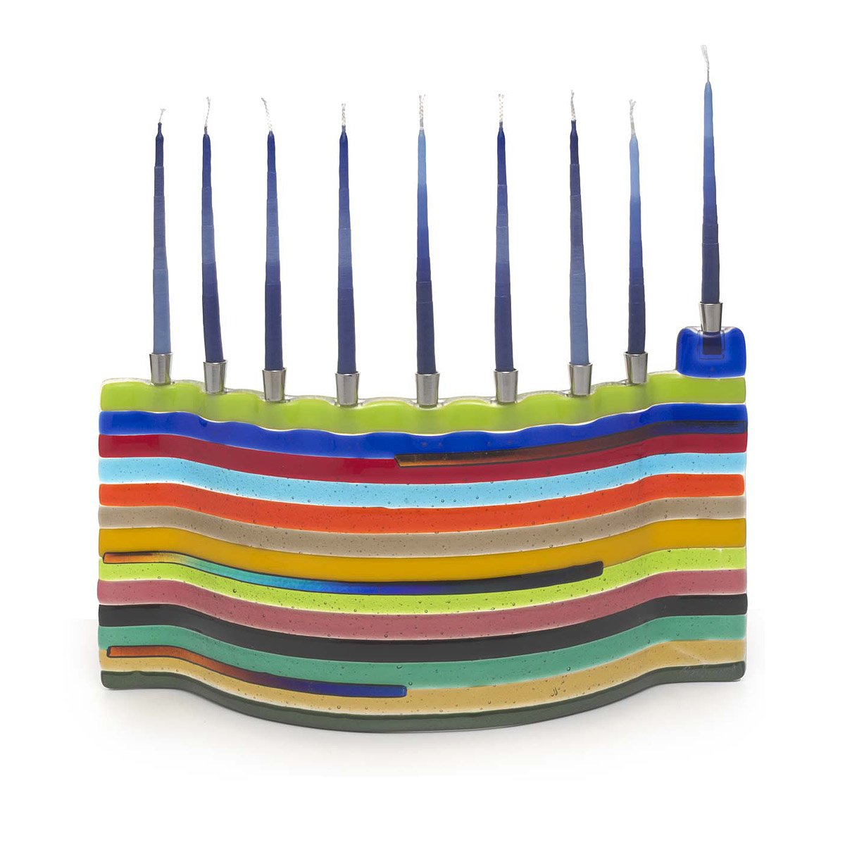fused glass menorah Modern, Biblical Joseph Story Technicolor Curved