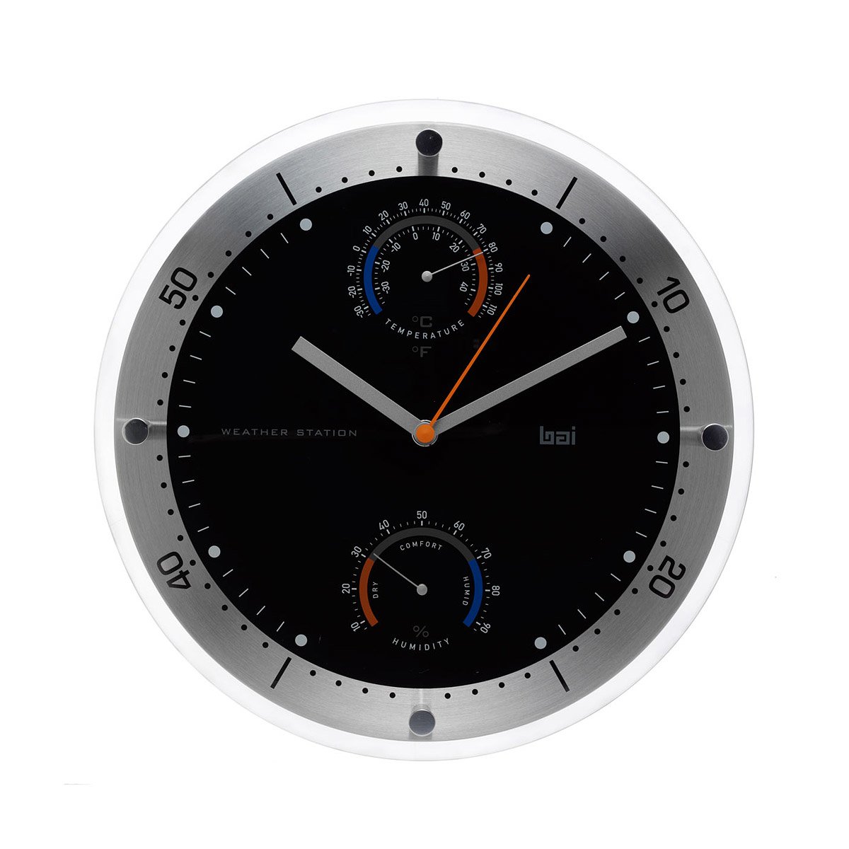 Time Master Weather Station Wall Clock Sturdy, Sleek, Unique Aluminum