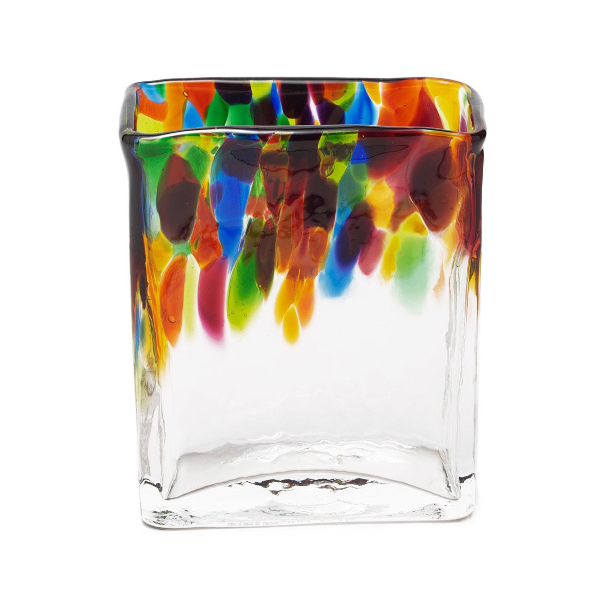 Hand Blown Recycled Glass Rectangle Vase Original Vase Art, A