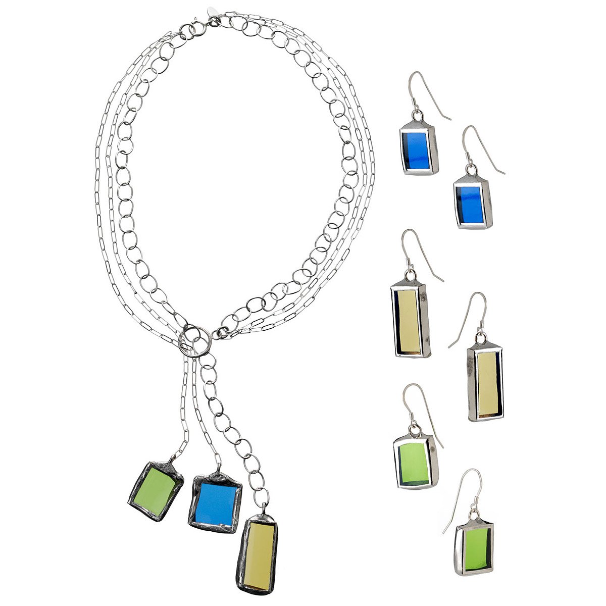 Recycled Wine Bottle Jewelry Recycled Glass Necklace and Earrings