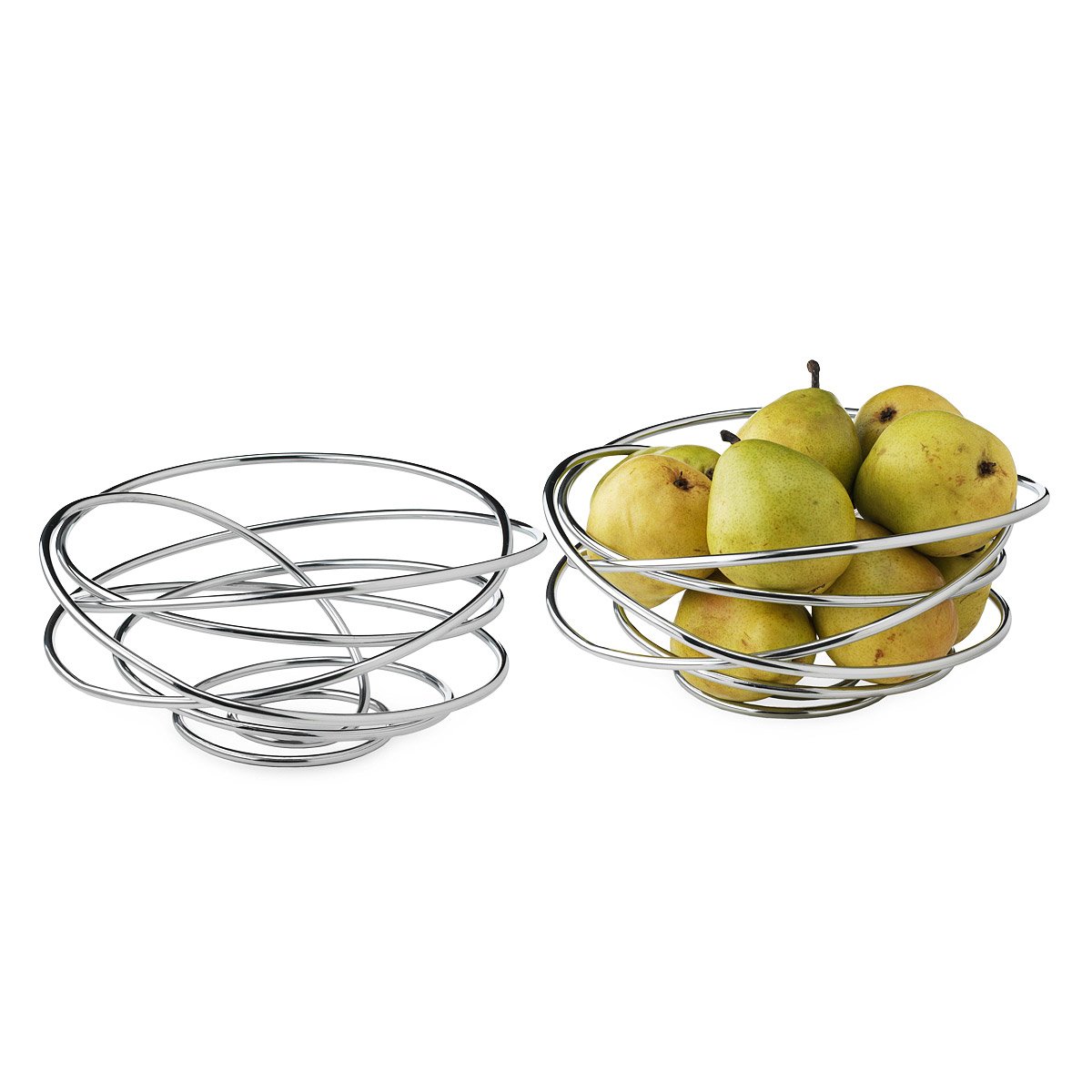 LoopDeLoop Bowl Made from Single Piece of Chrome Wire, Fruits Loops