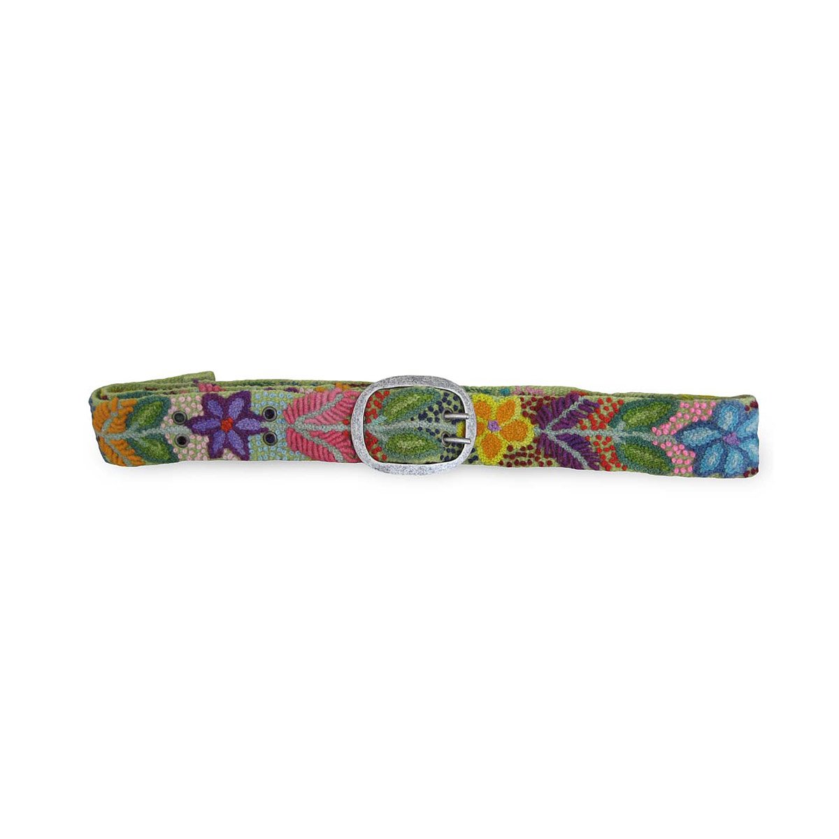 Embroidered Floral Belt Wool Flower Belt, Jenny Krauss, Fair Trade