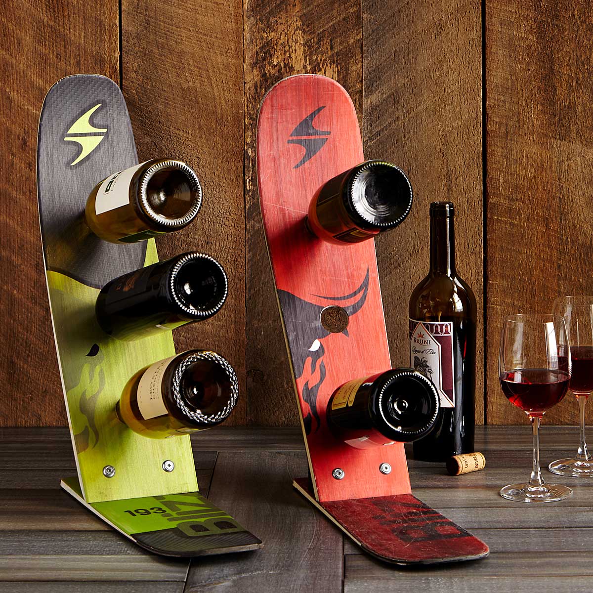 Snow Ski Wine Rack Reclaimed Skis Bottle Racks