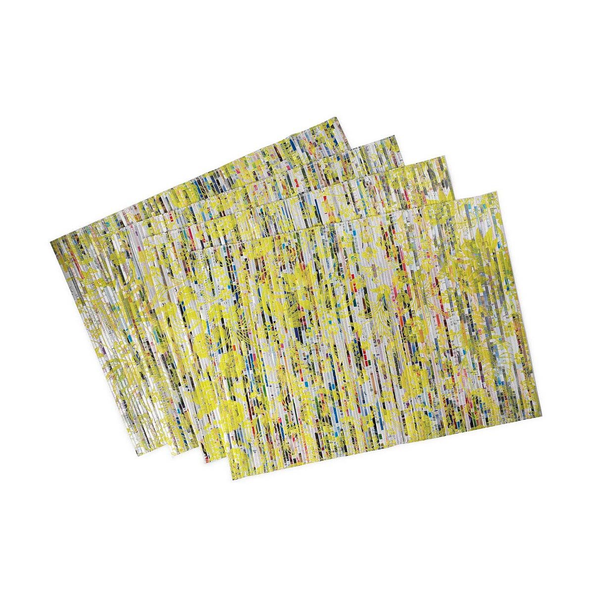 Recycled Placemats Recycle Magazines Placemat, Green, Silver, Paper, Striped, EcoFriendly