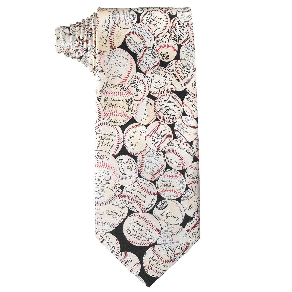 Baseball Signature Tie baseball tie, sports tie, cream and tan