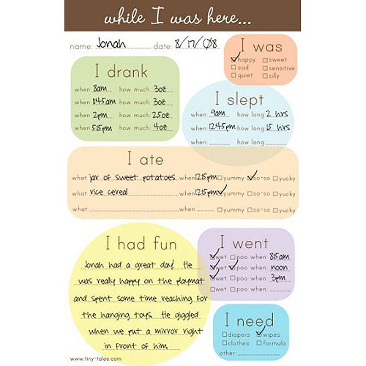 Daycare Notes - Baby | Daycare, Baby Sitters, Notepad, Infants, Babies ...