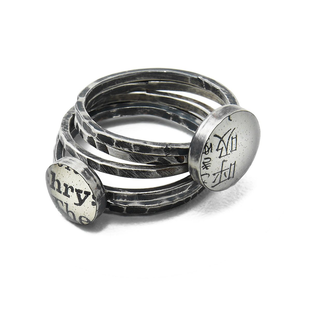 Vintage Dictionary Rings Antique Silver Jewelry, Designed by Betsy Carr