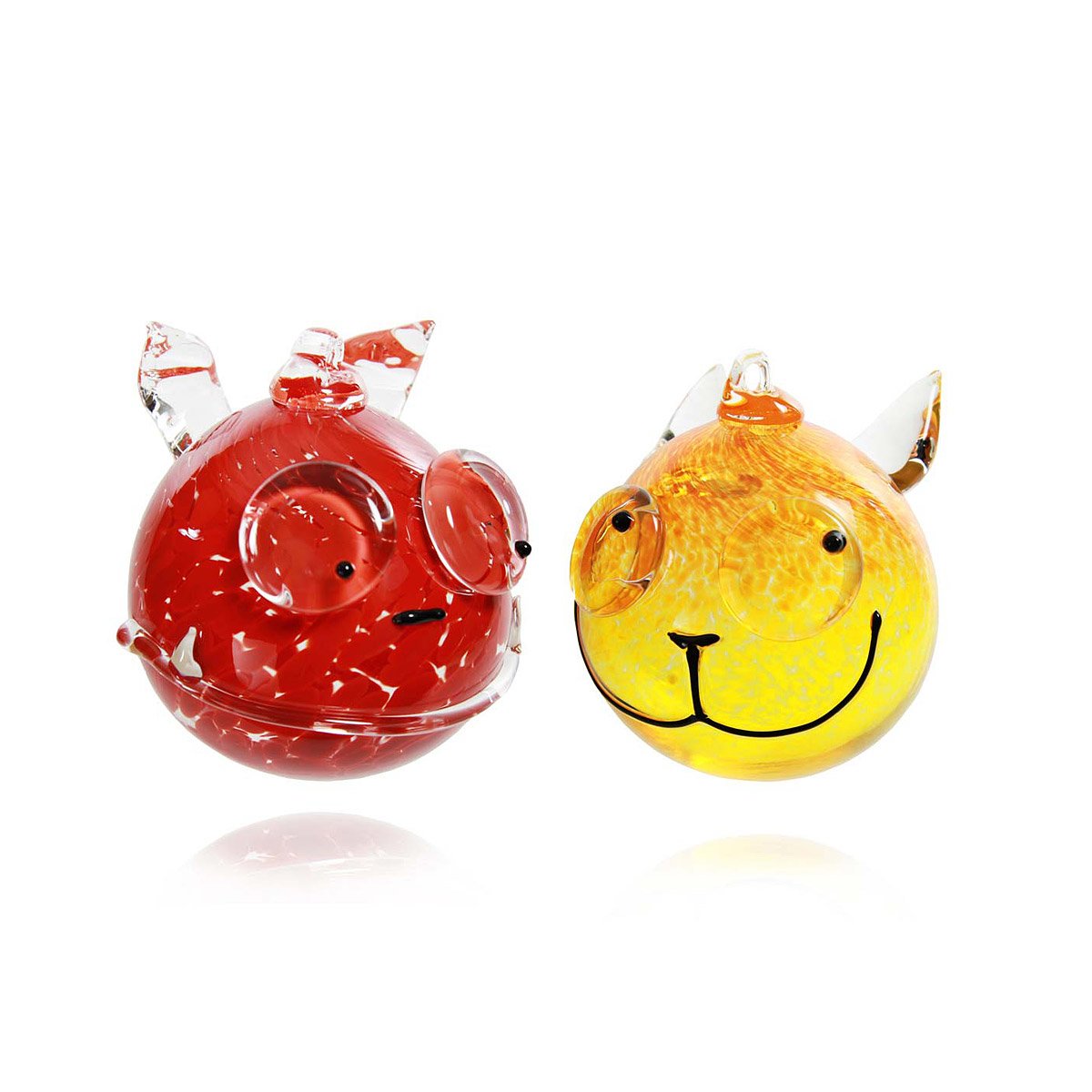 Glass Animal Ornaments Cat, Orange, Dog, Red, Animal, Sculpture