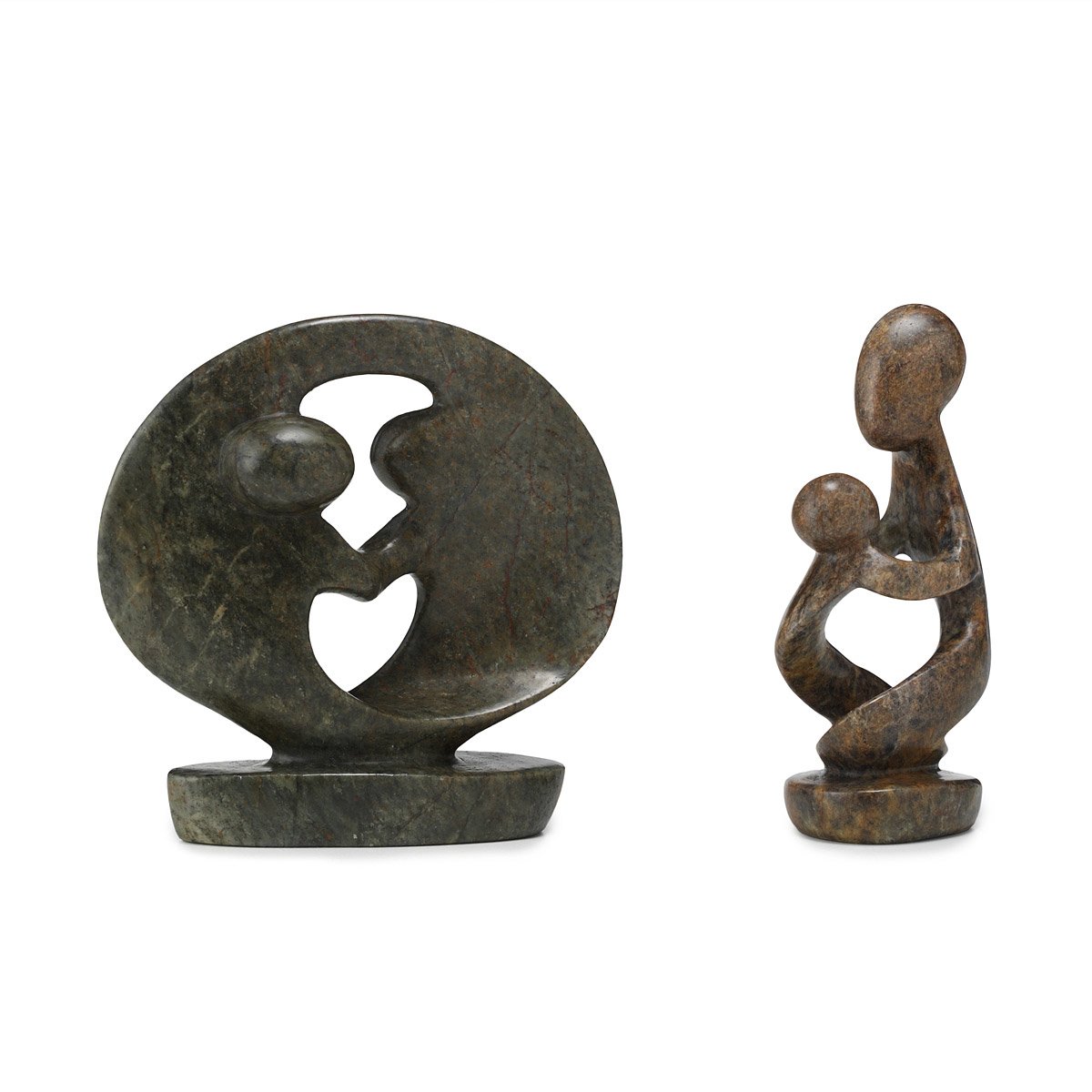 Serpentine Stone Sculptures Dancing Couple, Mother & Child, Africa