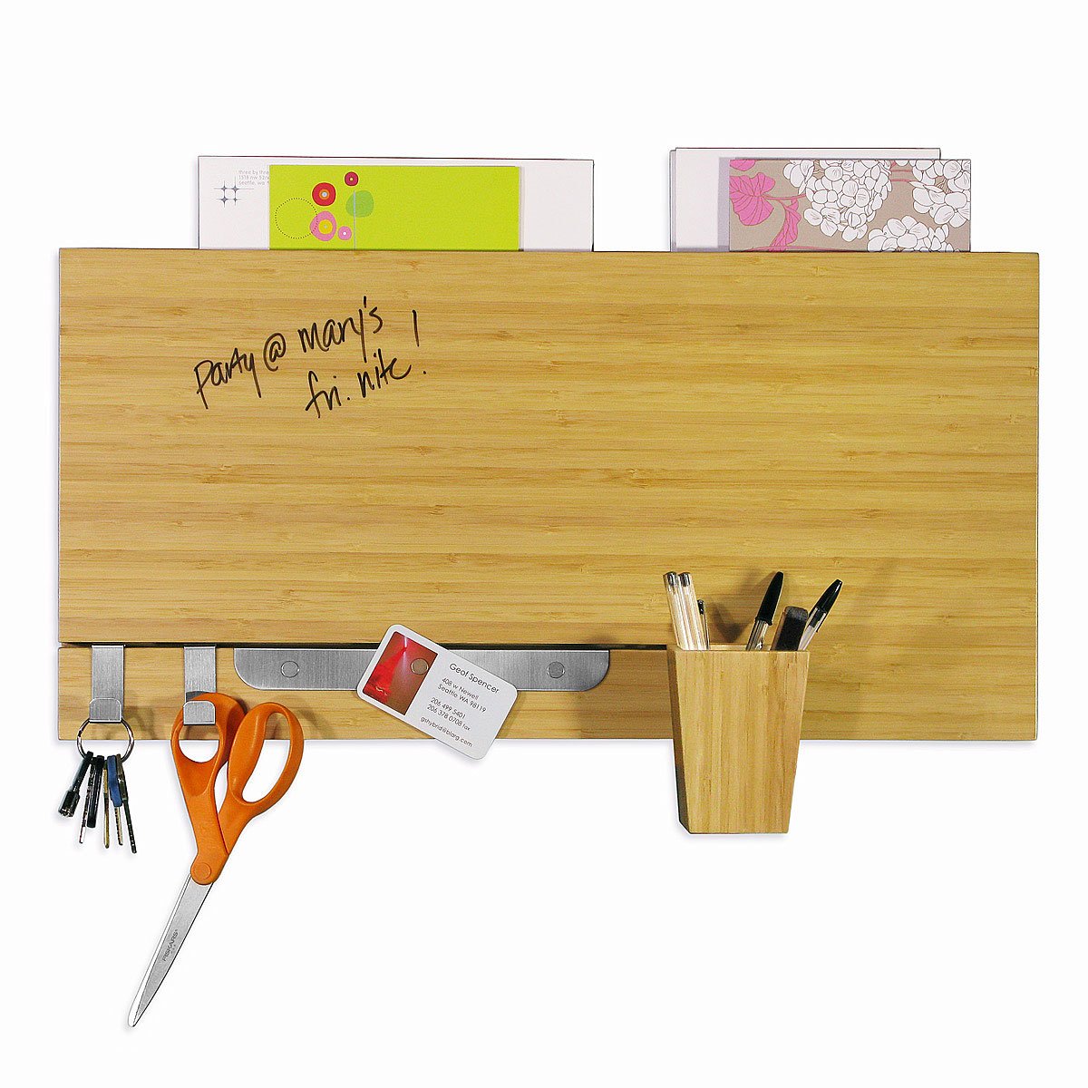 Bamboo Dry Erase Wall Panel Message Board, White Board, Marker