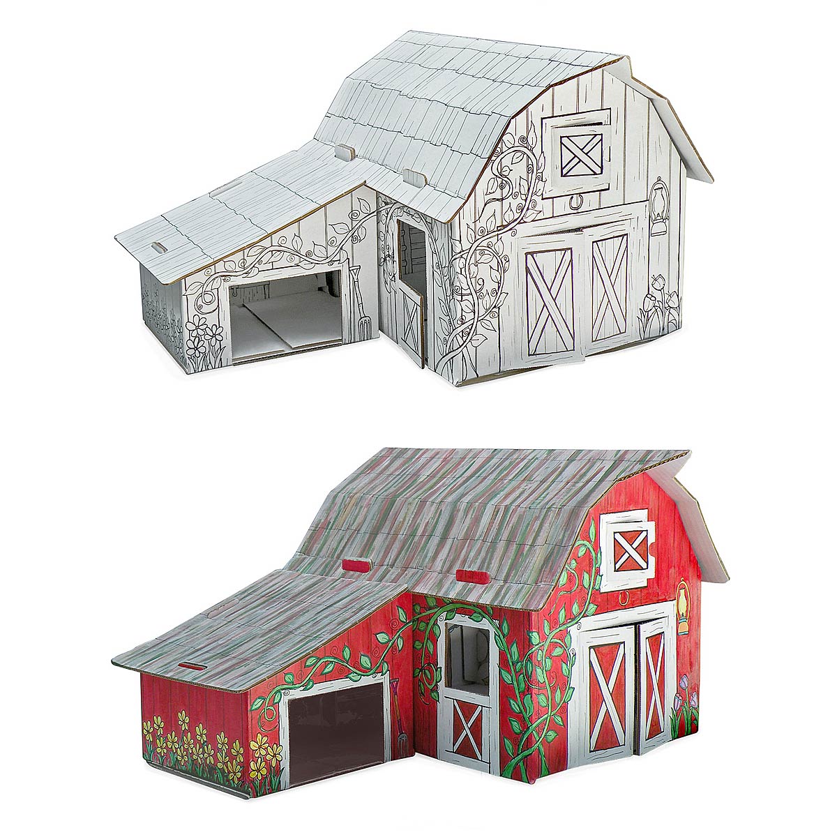 Color Your Own Cardboard Barn Kids Farm, Play