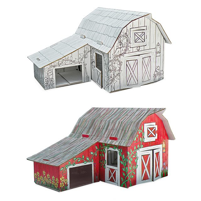 Color Your Own Cardboard Barn | Kids Farm, Play | UncommonGoods
