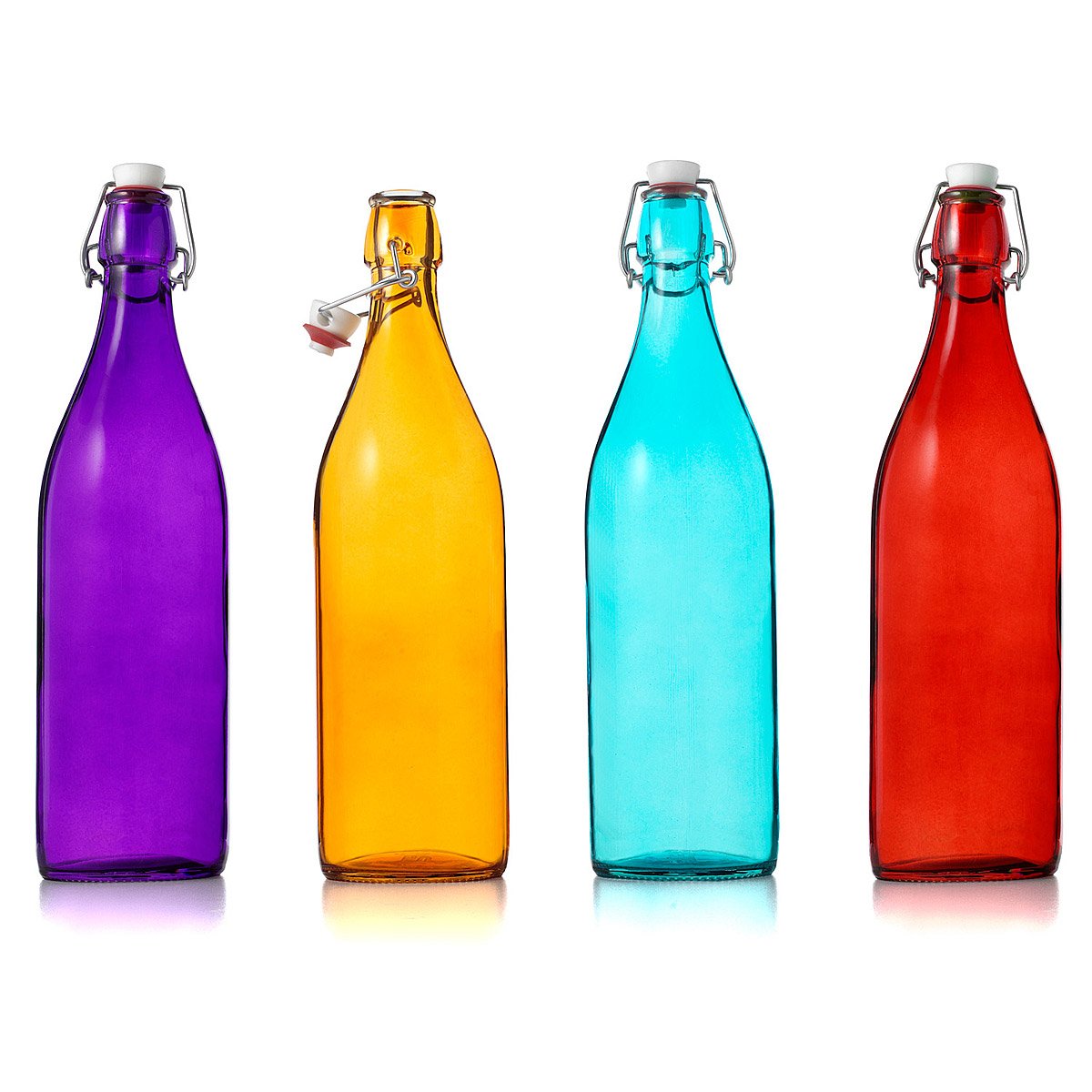 Italian Glass Bottles Decorative Red Blue Orange Purple 