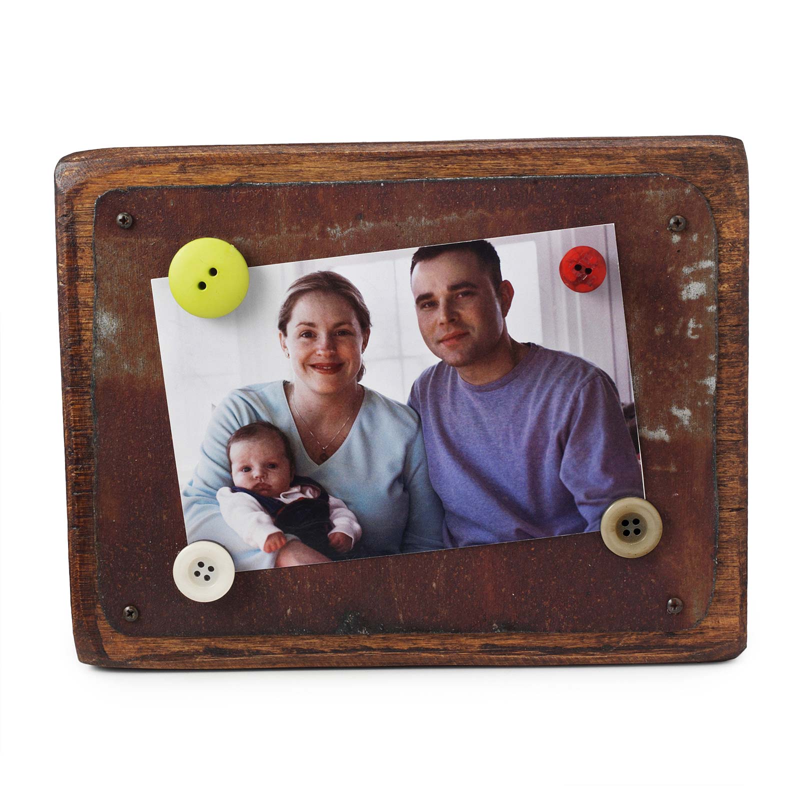 Reclaimed Tin & Wood Frame Button, Frames, Tins, Recycled