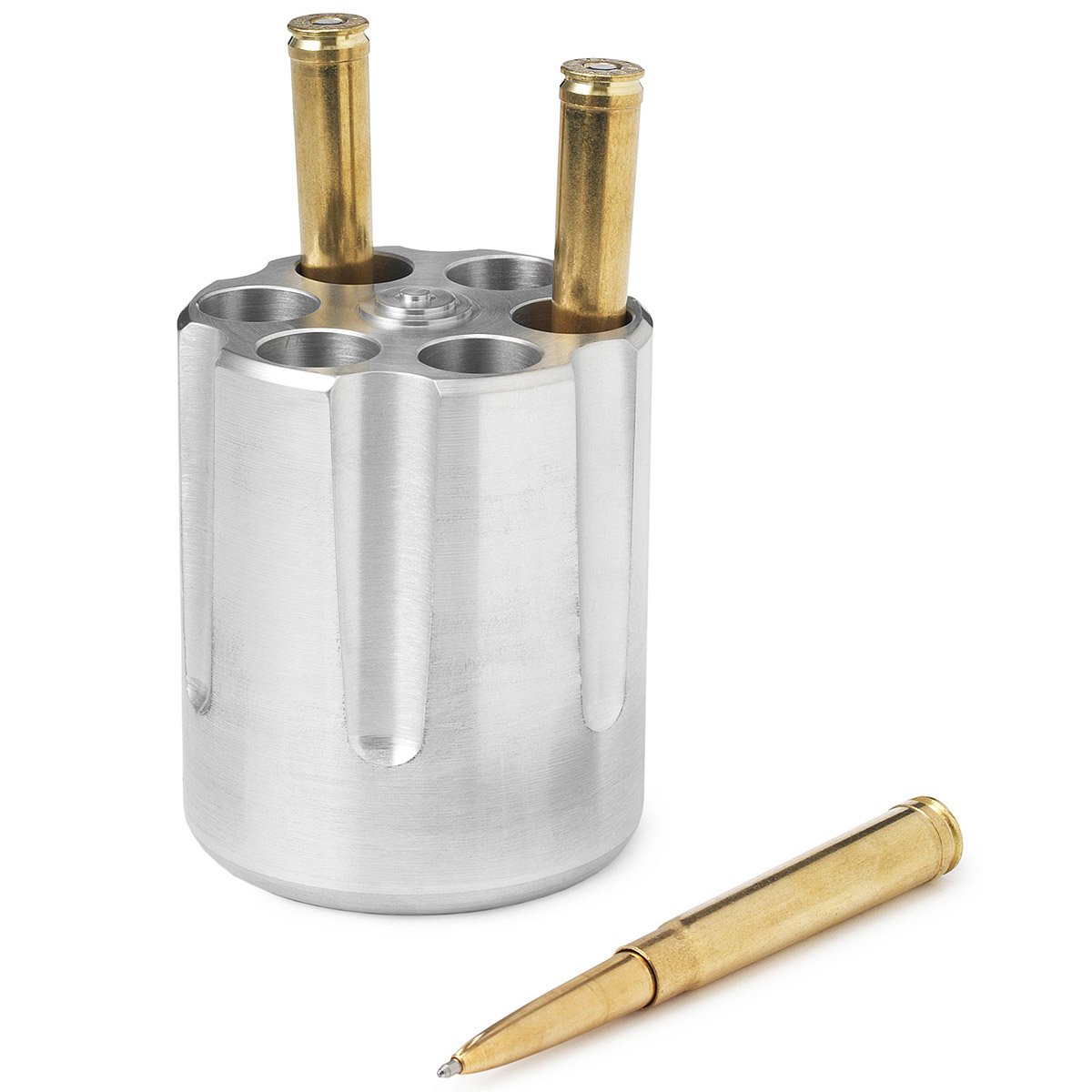 Revolver Pen Holder Gun, Barrel, Pens, Aluminum, Revolver Cylinder