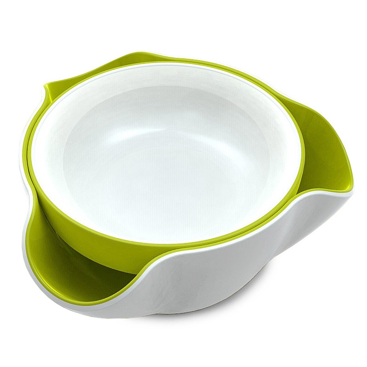 White & Green Double Dip Bowls Dining Accessories, Party Dish