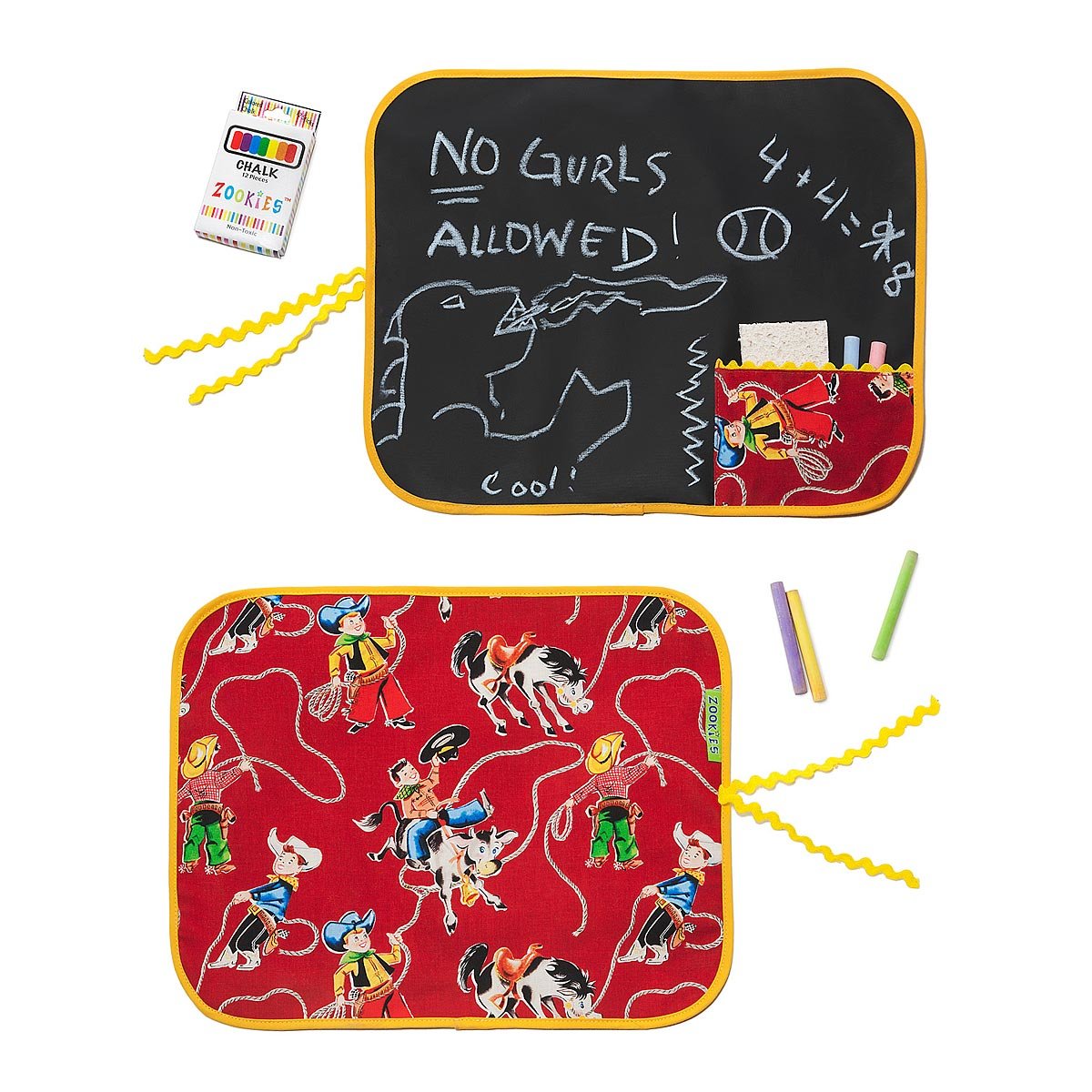 Cowboy Roll 'N' Go Chalkboard Mat Placemat, Kids Game, Toy, Chalk
