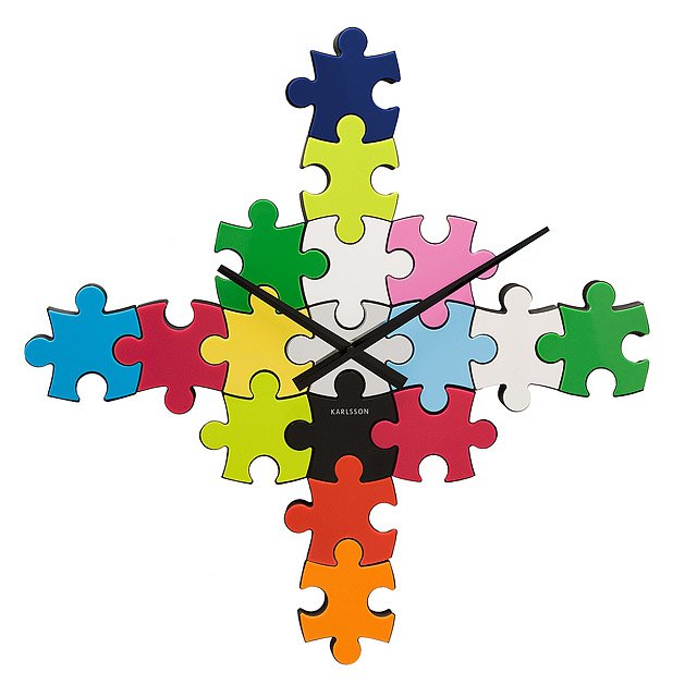 Puzzle Clock Timepiece, Watch, Wall Piece, Custom Timepiece, Colorful, Jigsaw
