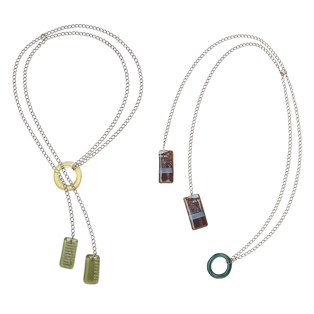 Recycled Glass Lariat Necklace Recycled Jewelry, Smart Glass