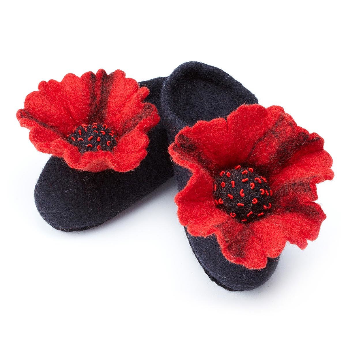 Wool Felted Poppy Slippers wool felted poppy slippers, womens accessories, felt, handmade