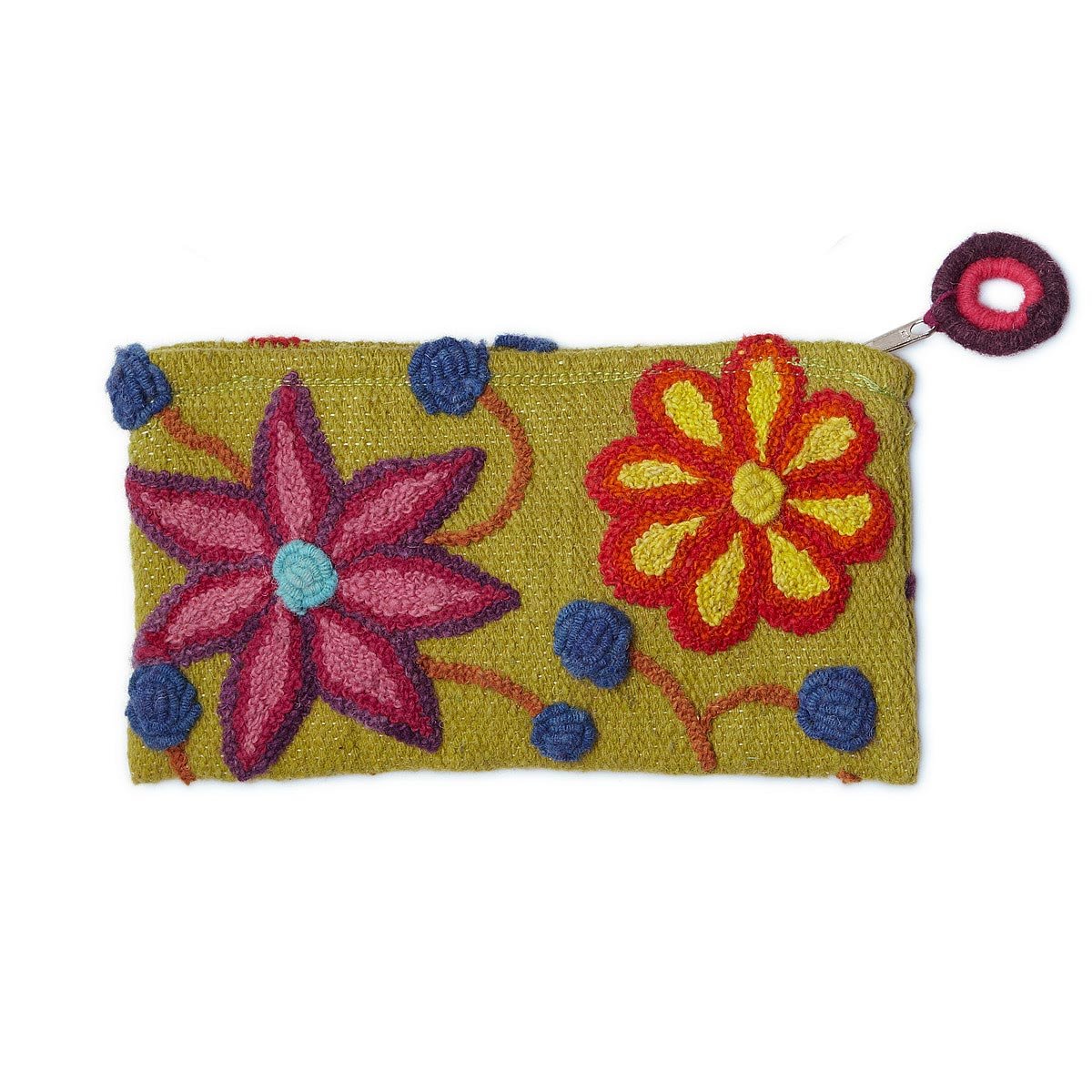 Embroidered Flowers Pouch Purse, Personal Bag, Clutch, Pencil Case