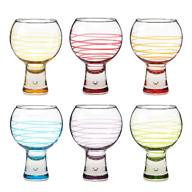 Bubble Wine Glasses Set of 6 handpainted glasses, hand painted
