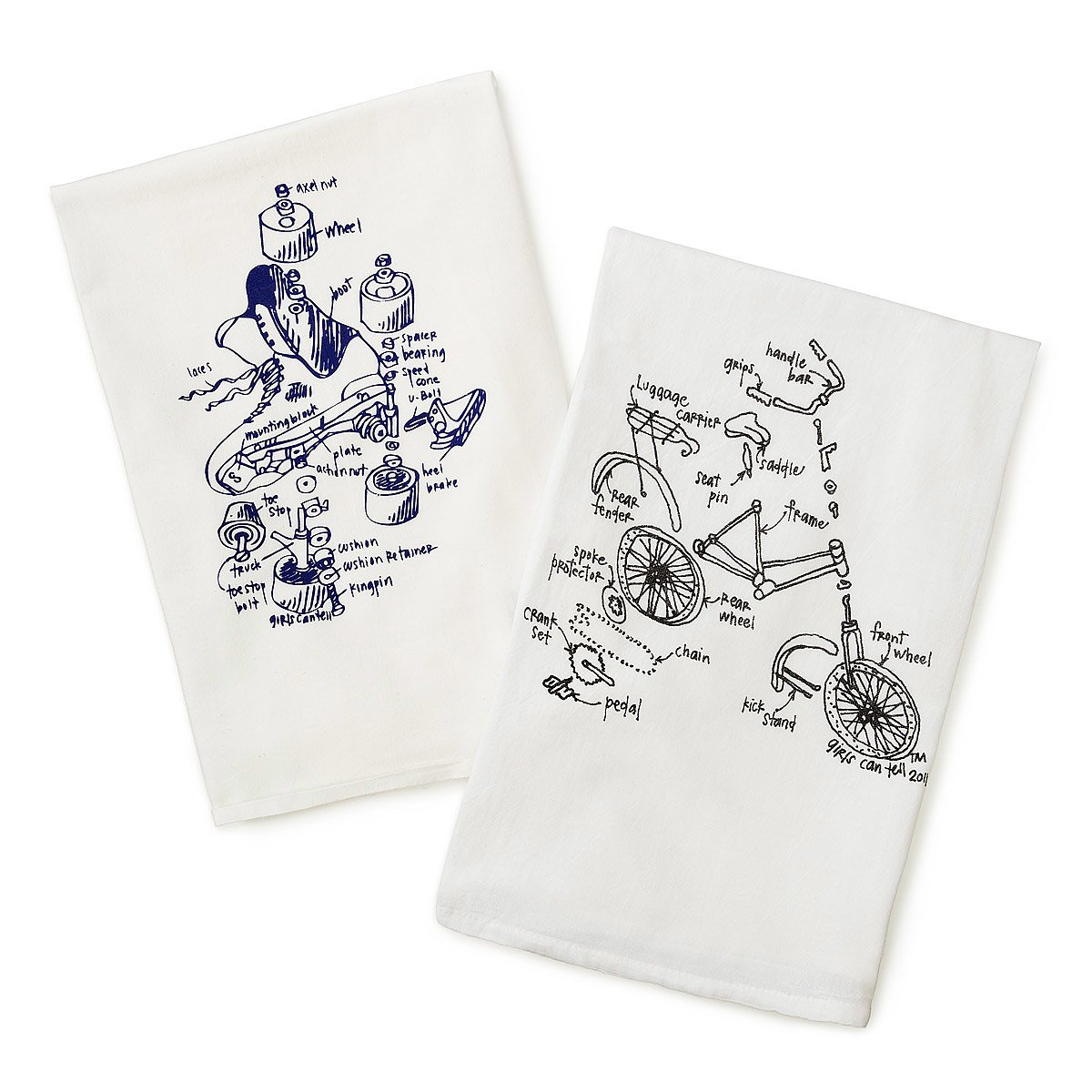 Travel Tea Towels Set of 2 cotton dish towel, bike parts, roller