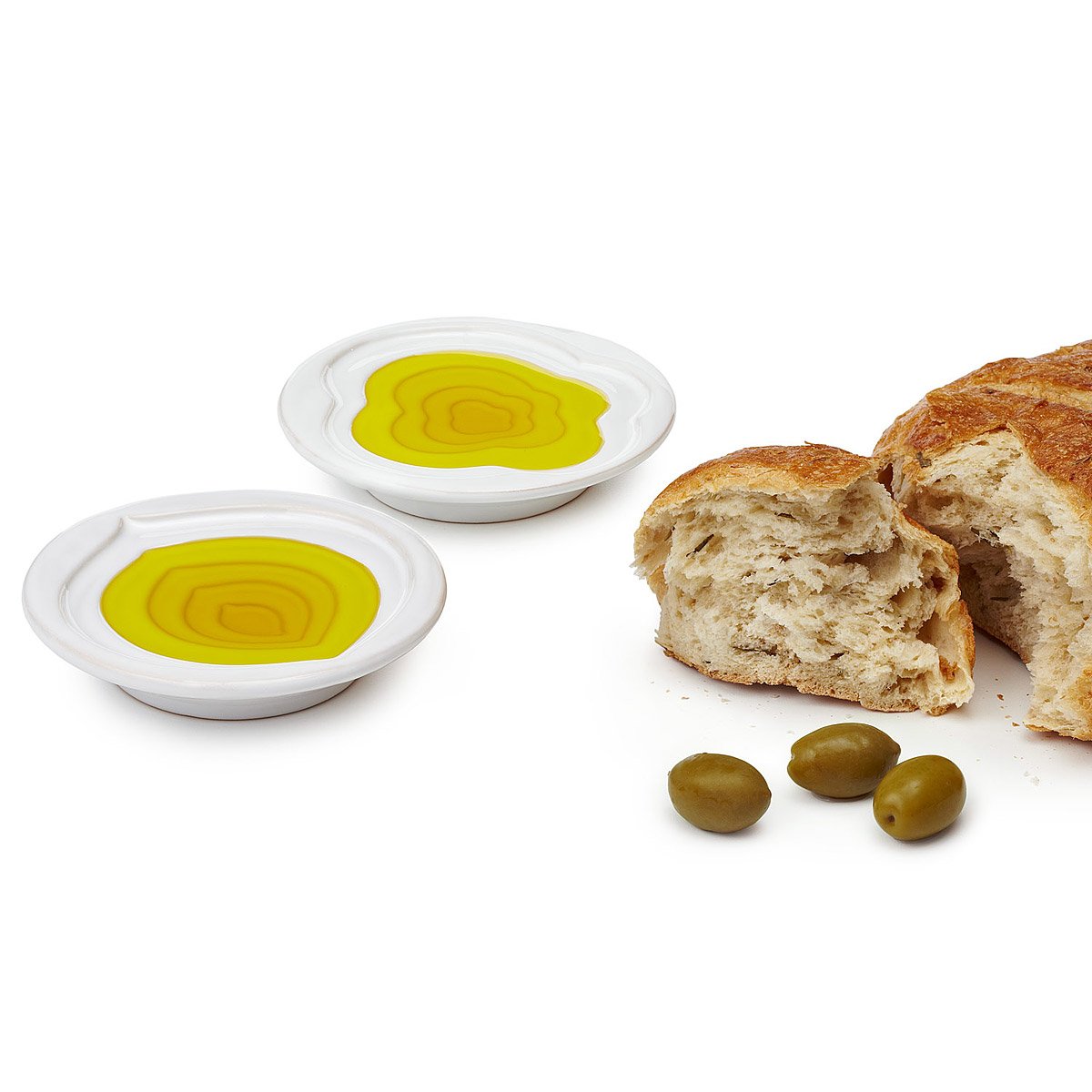Tiered Olive Oil Dish White Pinzimonio Dipping Bowl