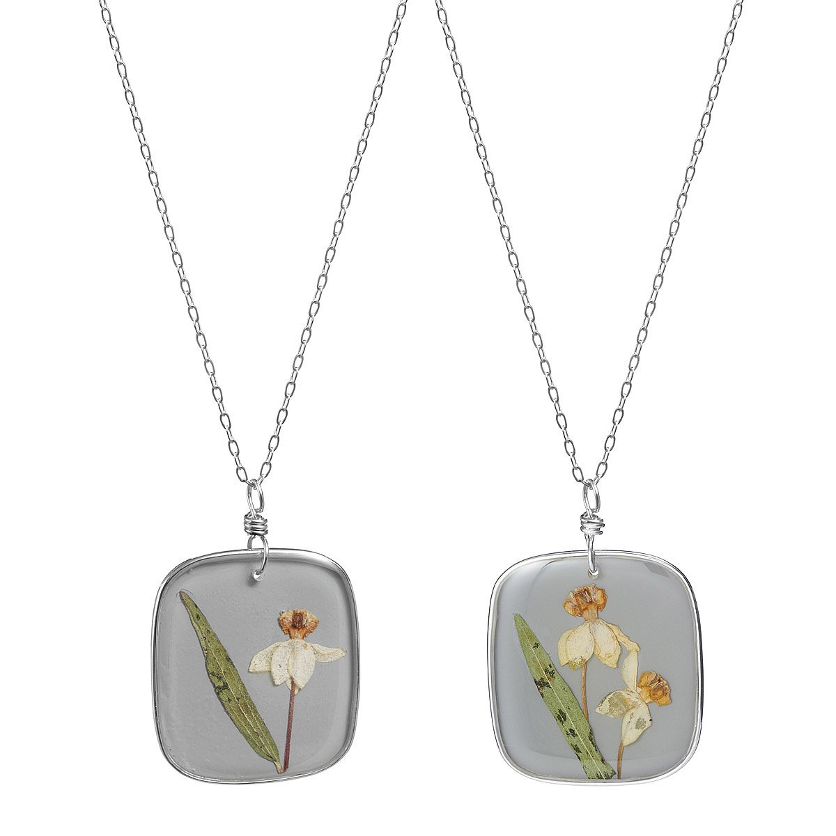Spring Daffodil Flower Necklace Pressed Flower Pendant Jewelry