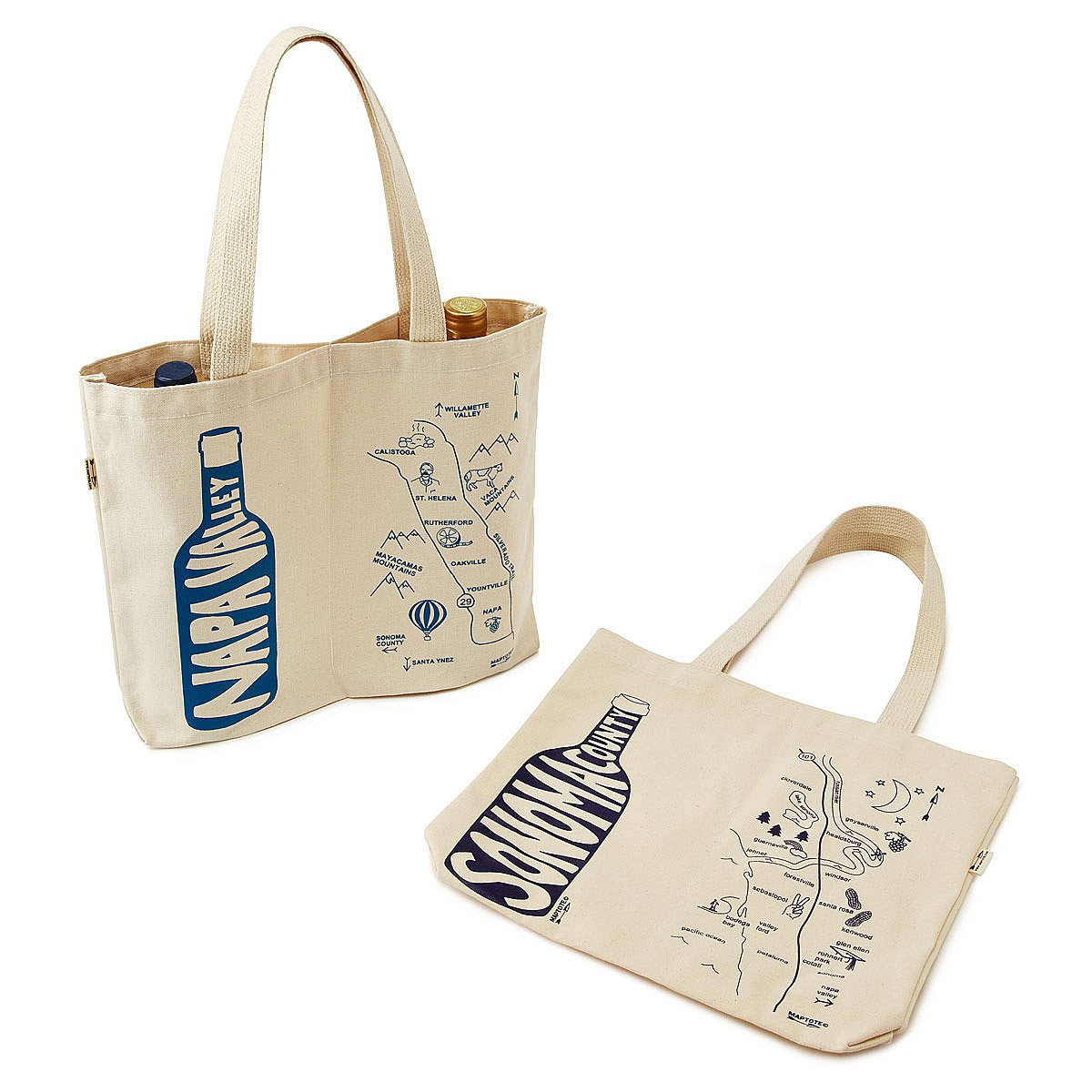 Double Wine Tote - California | Canvas Wine Bottle Bag | UncommonGoods