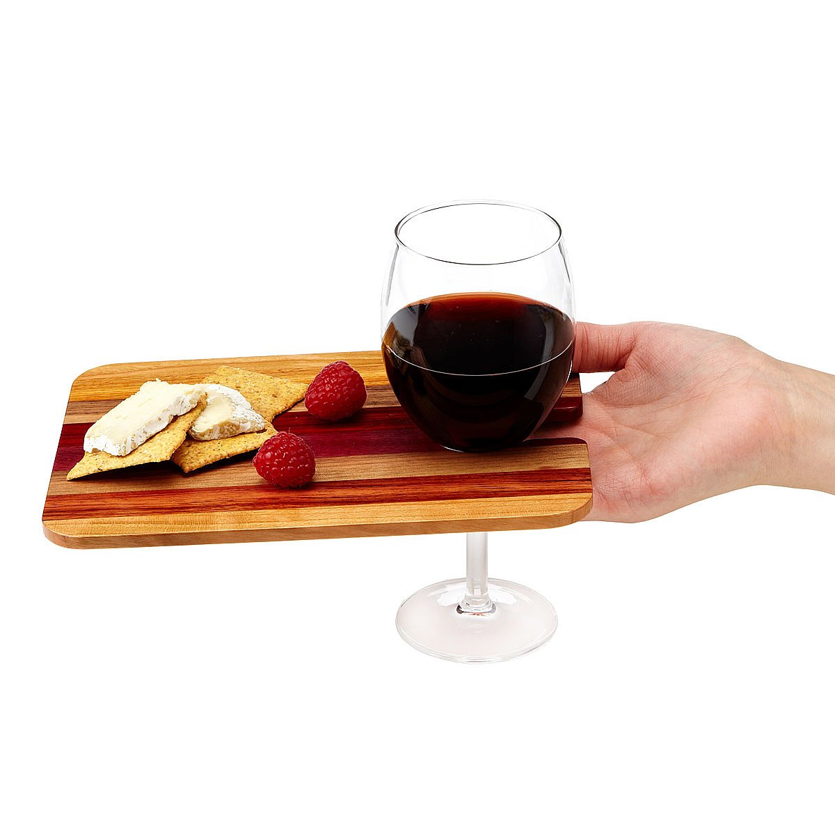Wooden Party Trays Set of 6 wine glass holder, snack tray