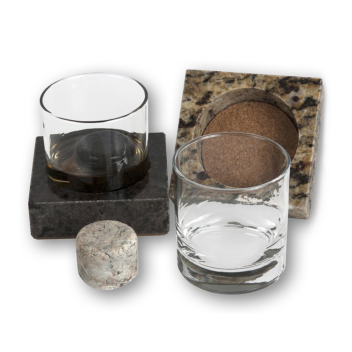Drink Chillers Set of 2 shot glass set, reclaimed granite, rubber