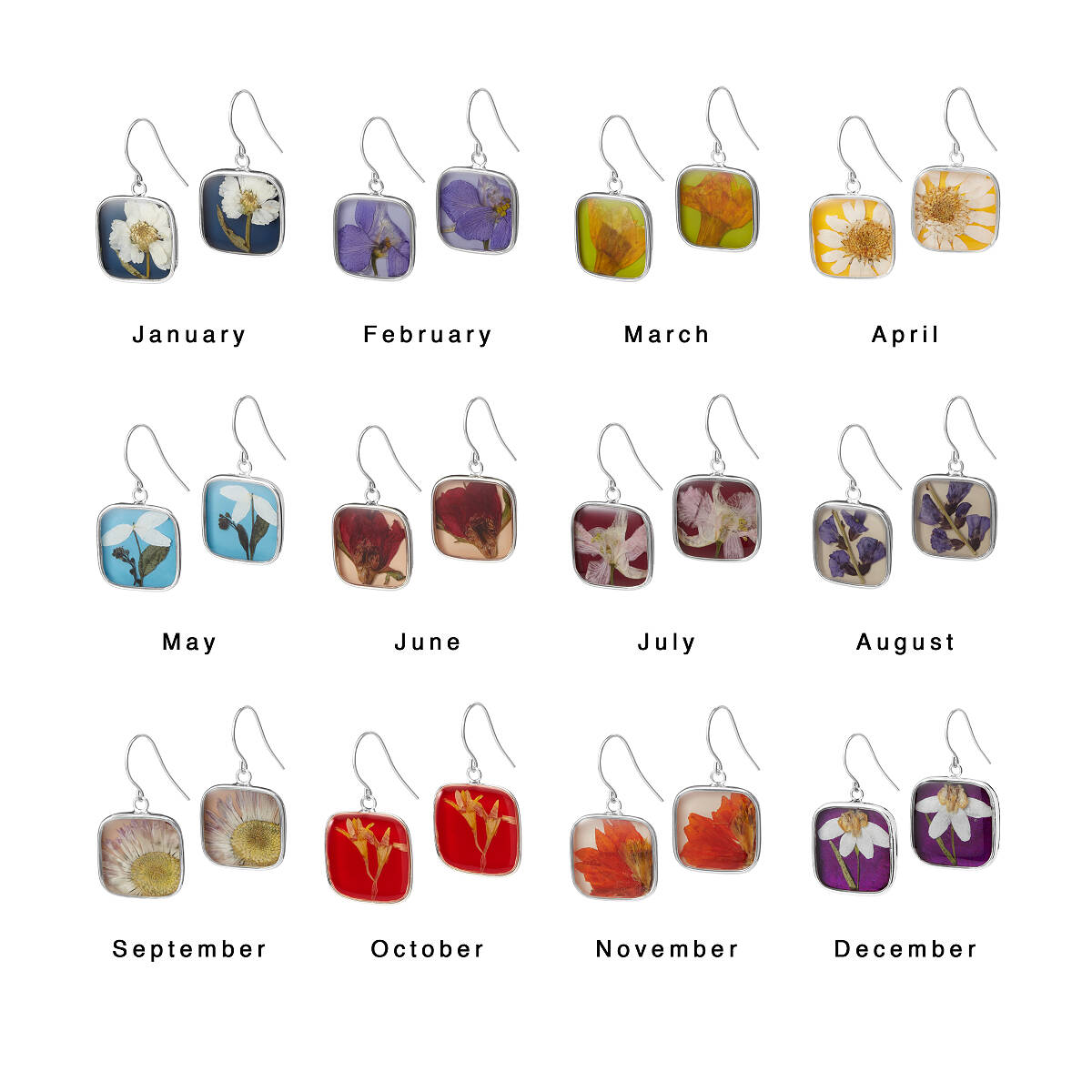 Birth Month Flower Earrings Birthday Jewelry