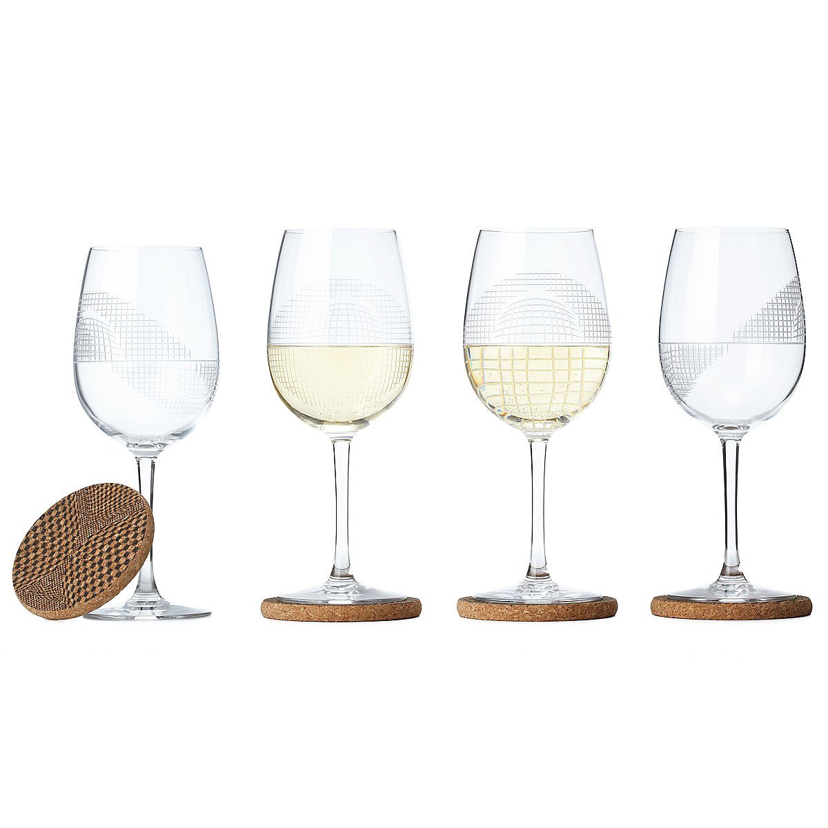 Op Art Wine Glasses and Coasters Op Art Engraved Glass Goblet & Cork