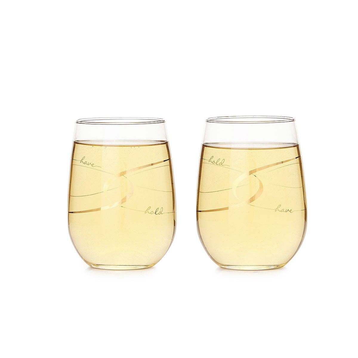 Have & Hold Stemless Wine Glasses Set of 2 wedding goblets