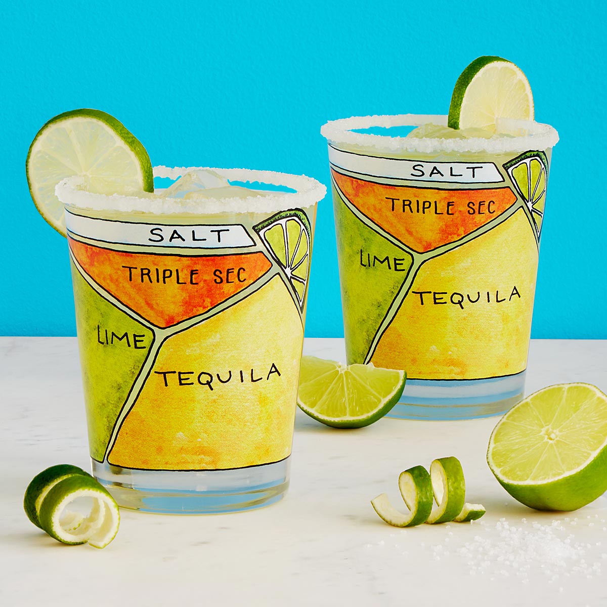 Margarita Diagram Glassware Set of 2 barware, graphic
