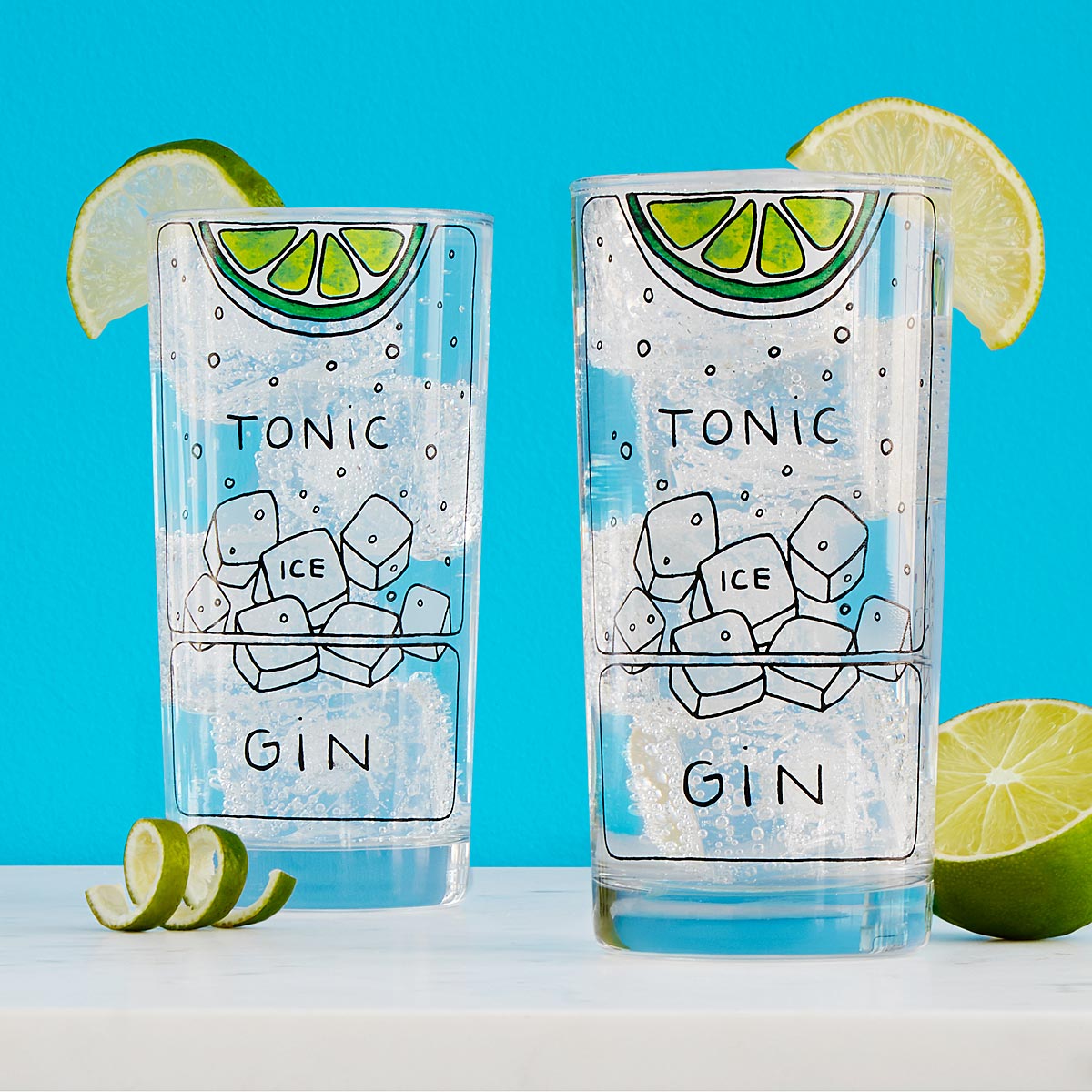 Gin and Tonic Diagram Glassware Set of 2 highball glass