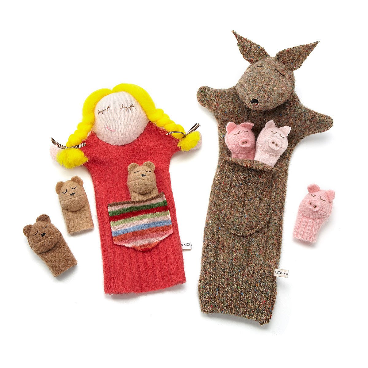 Storybook Puppets recycled sweaters, finger puppets