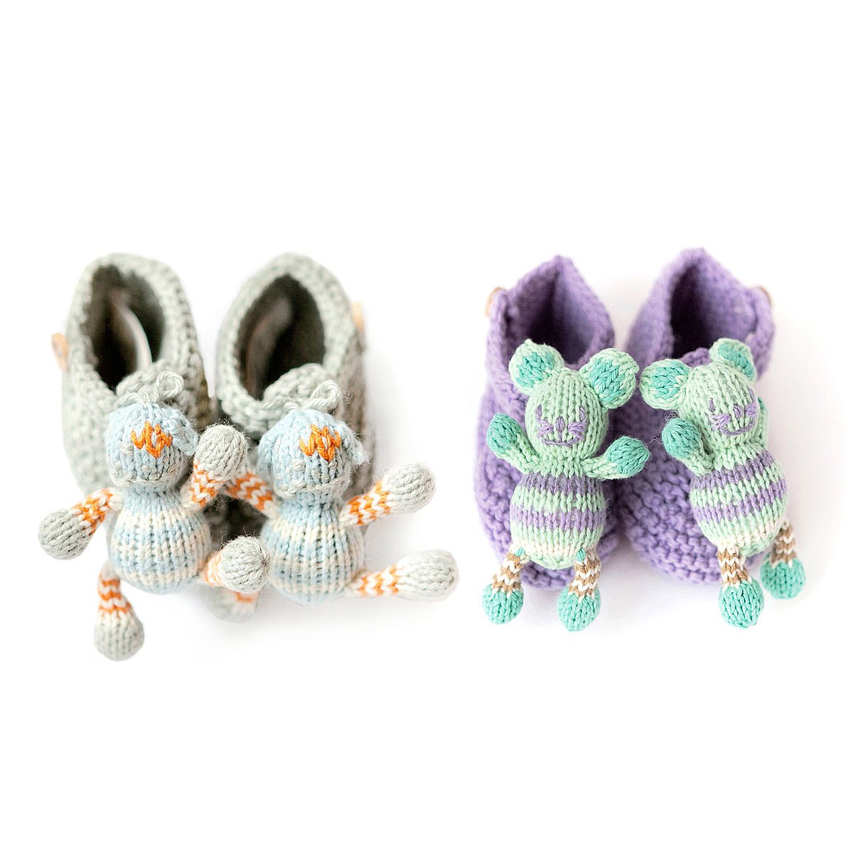 Rattle Booties Knit Baby Shoes