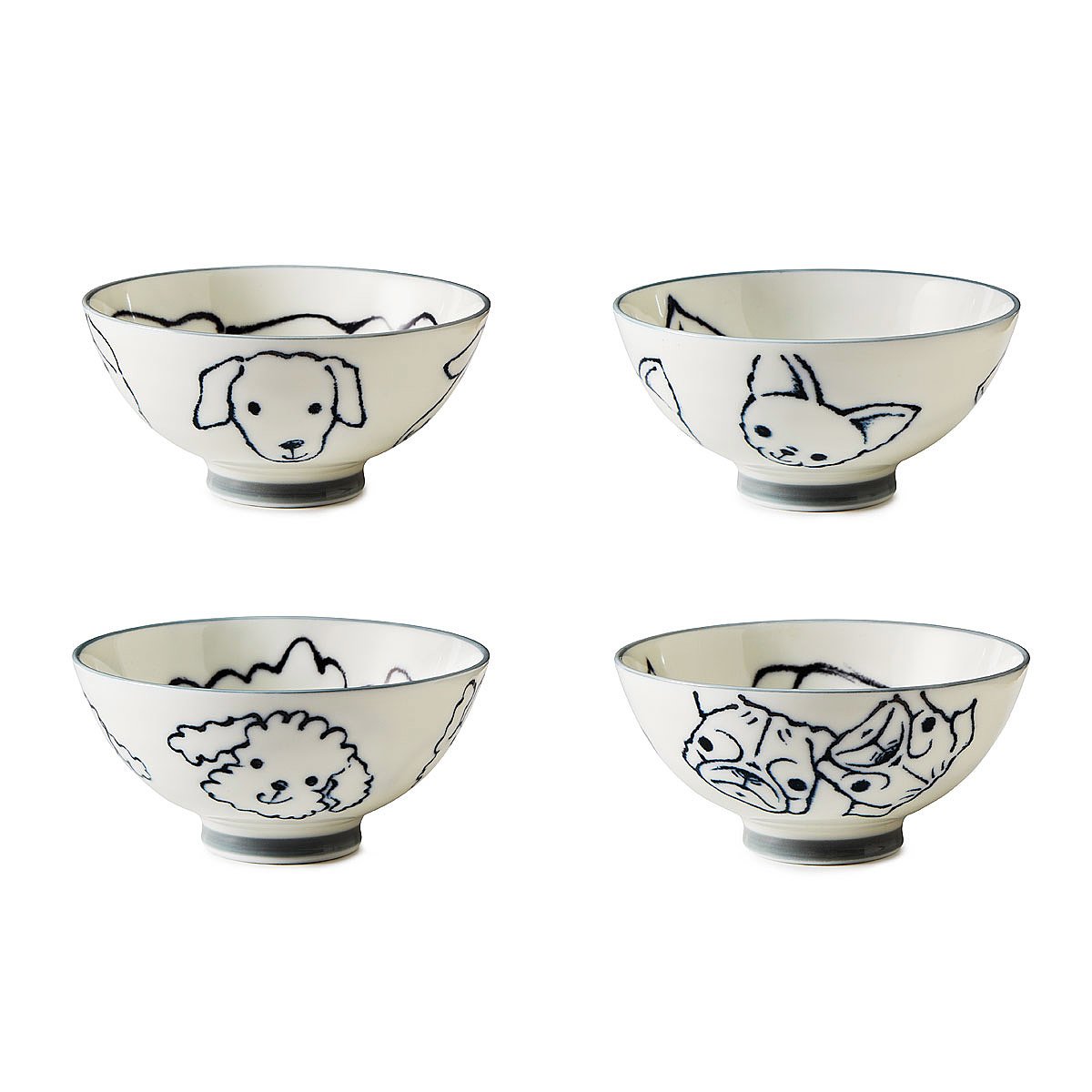 Set of 4 Bowls Dogs ceramic dog bowls, dog food