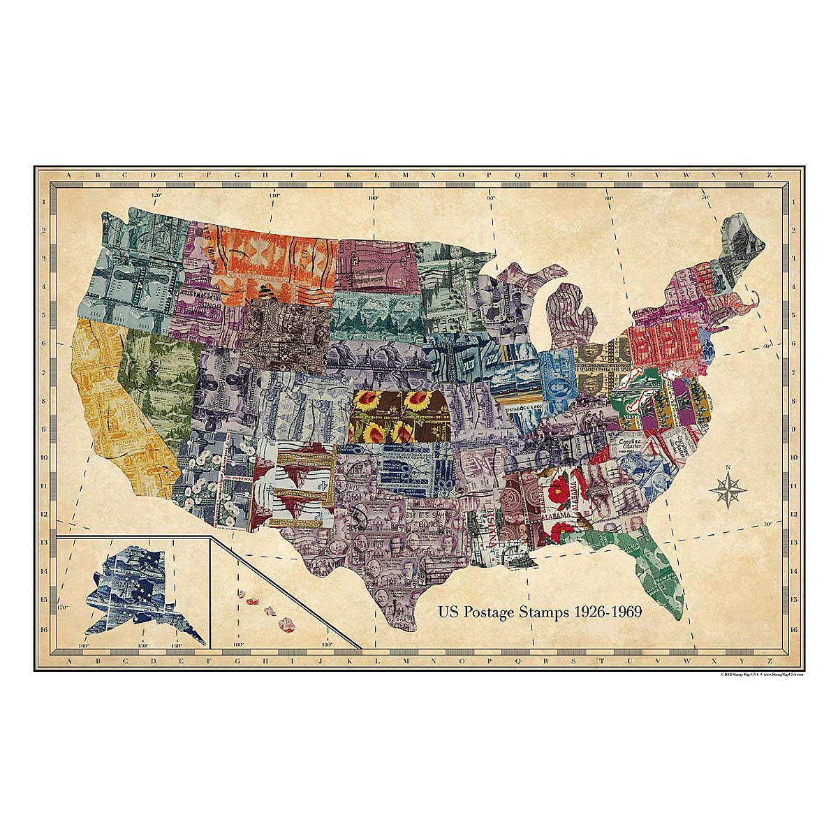 Stamp Map USA | stamp collector | UncommonGoods
