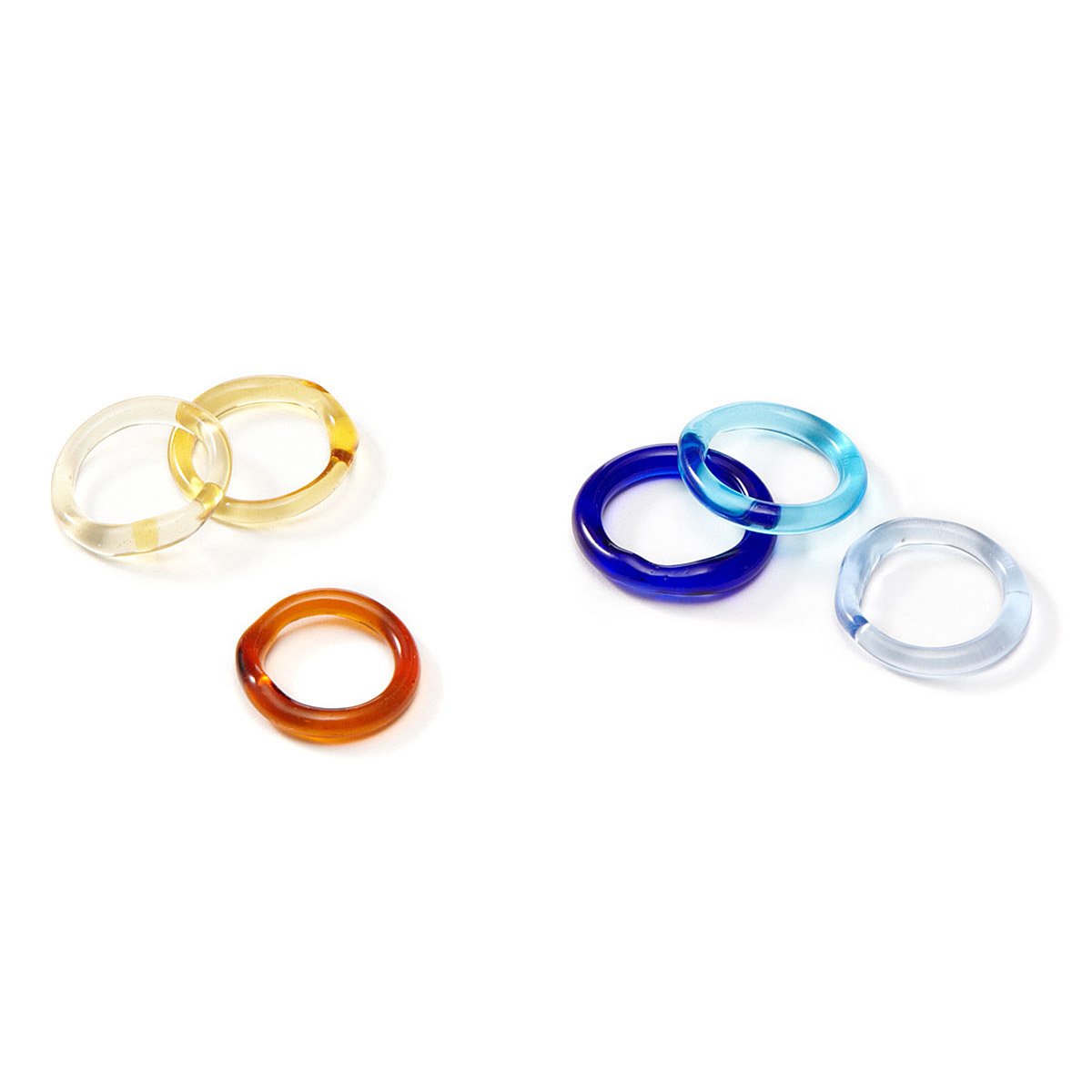 Glass Rings Set of Three handblown glass, jewelry, bead, handmade