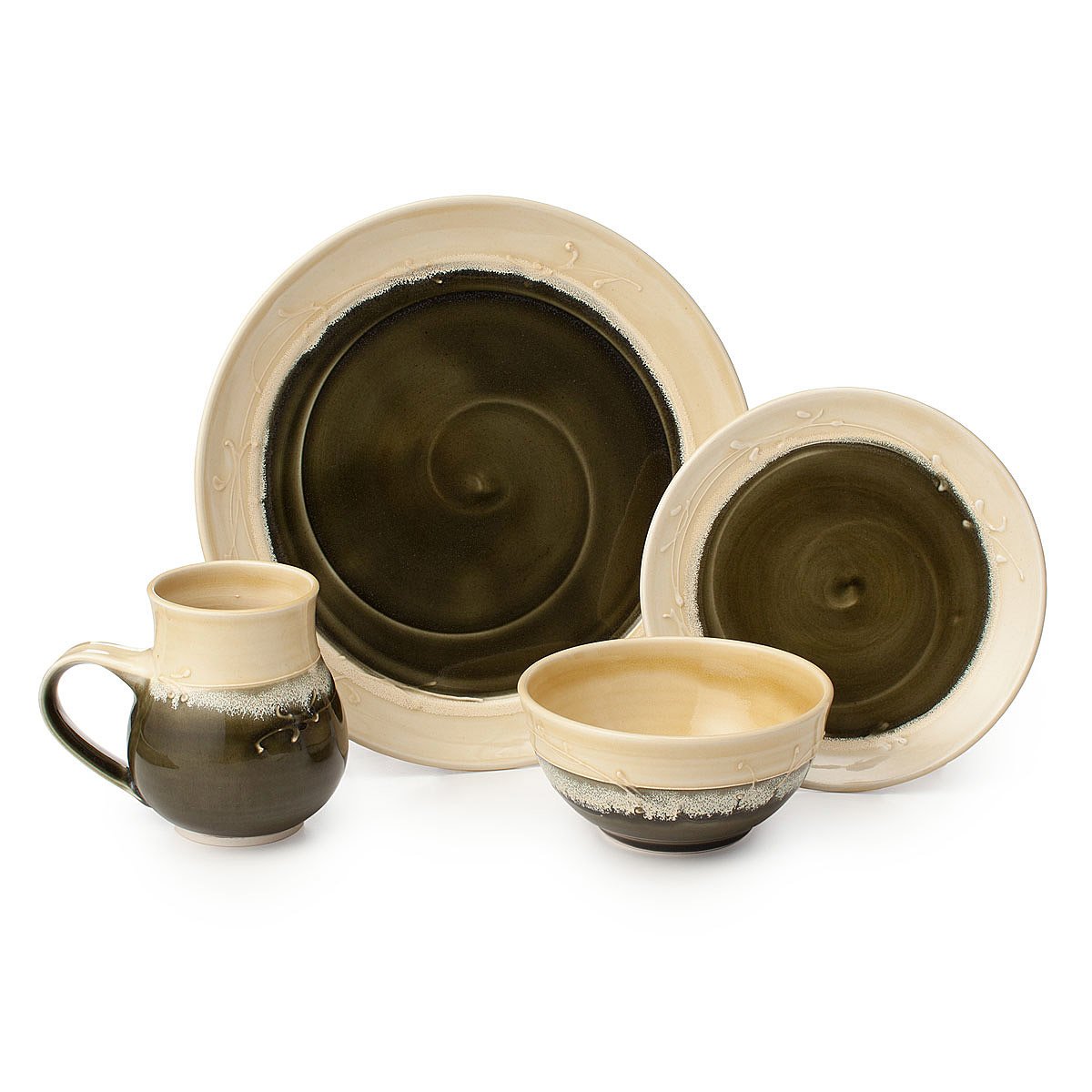 Olive Swirl Porcelain Dishware Collection green dishes, earth