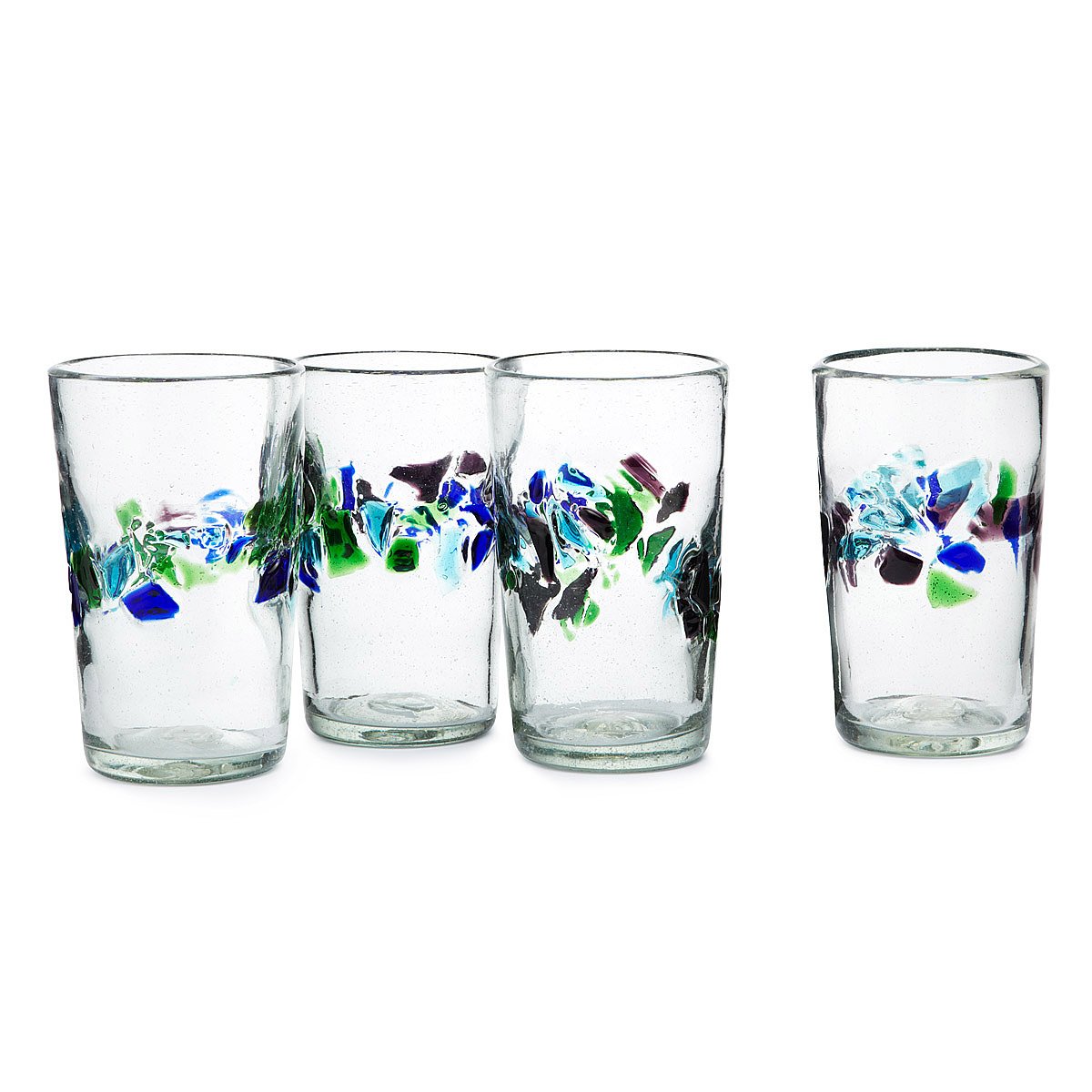 Gemstone Glasses Set of 4 Mexican tumblers, recycled glassware