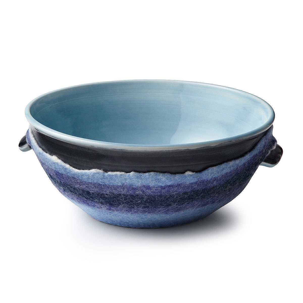 Classic Blue Serving Bowl with Felt Ceramic Dish