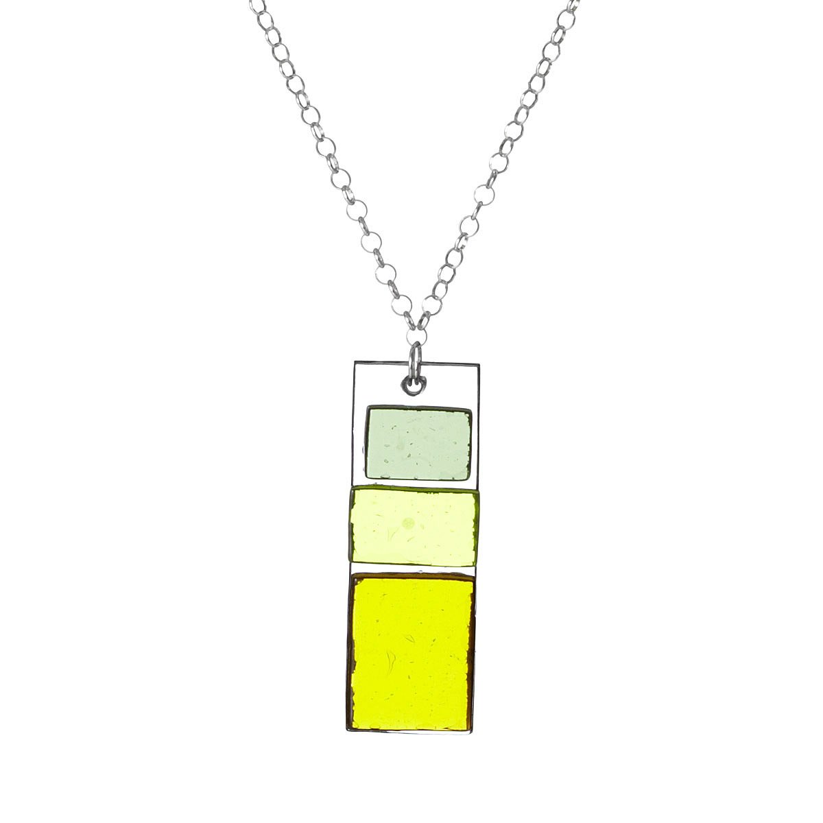 Block glass pendant glass jewelry, etta kostick, chicago