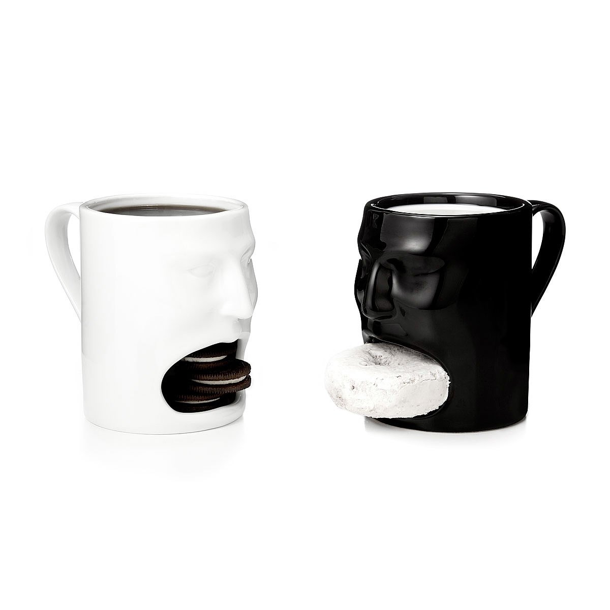 Face Mugs Black and White Set of 2 Cookie Mug, Funny Coffee Cup